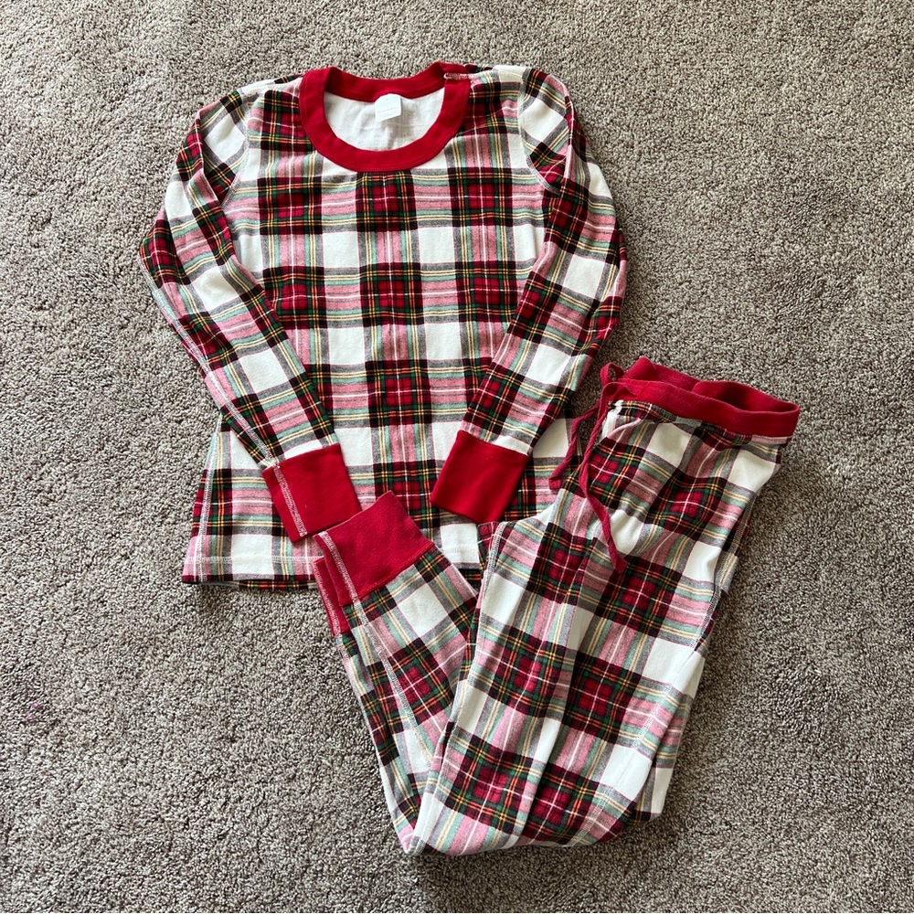 Hanna Andersson Plaid Organic Cotton Pajama Set Size Small Petite